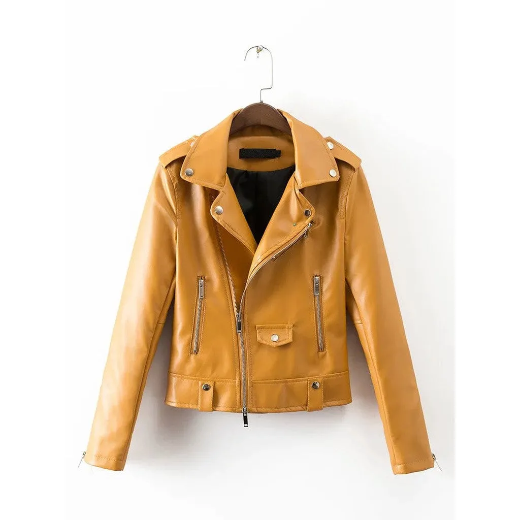 Mustard yellow faux leather jacket