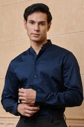 Navy Solid Casual Shirt