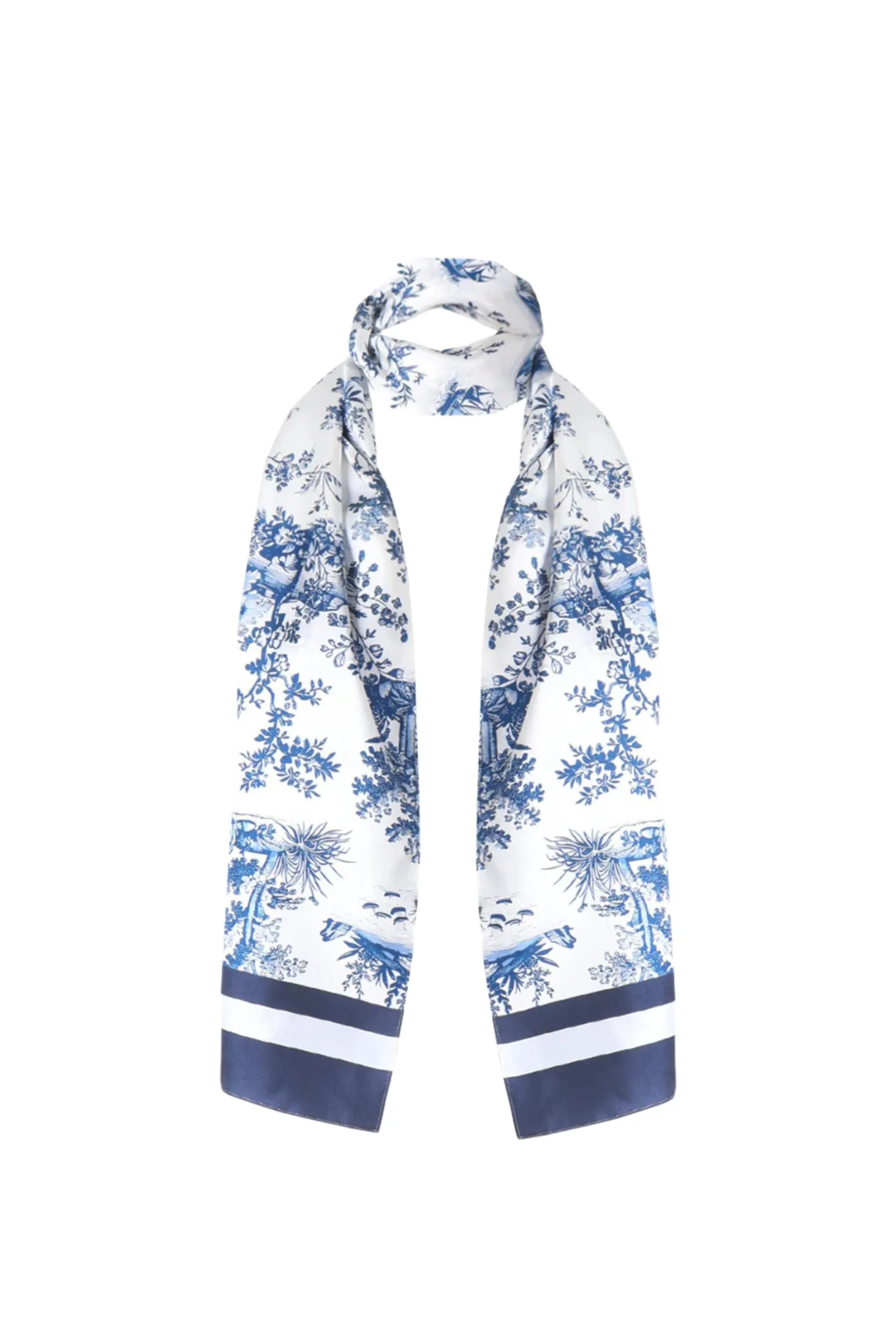 Navy Toile Silk Scarf