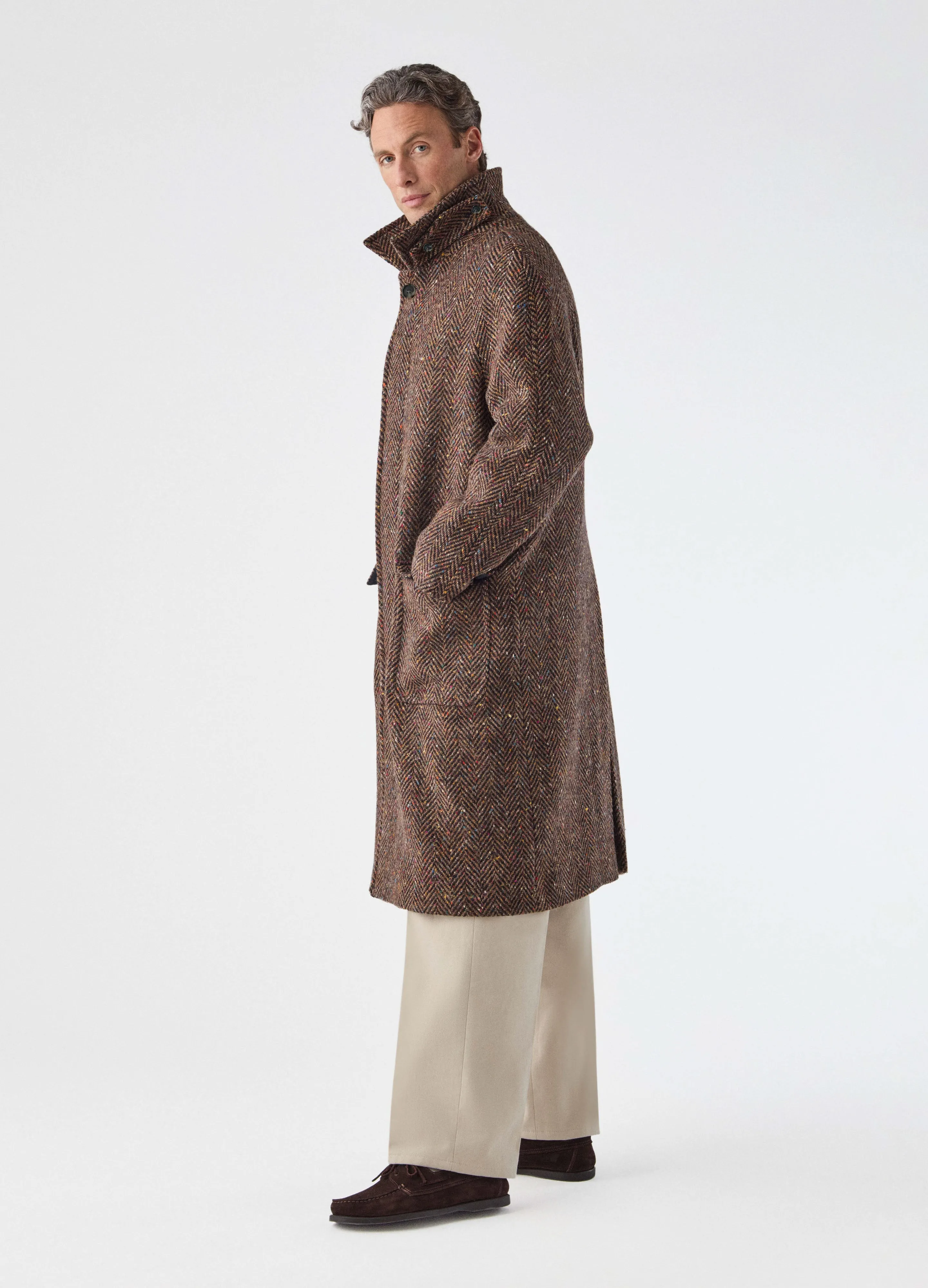 Nelson Tweed Raglan Coat - Brown