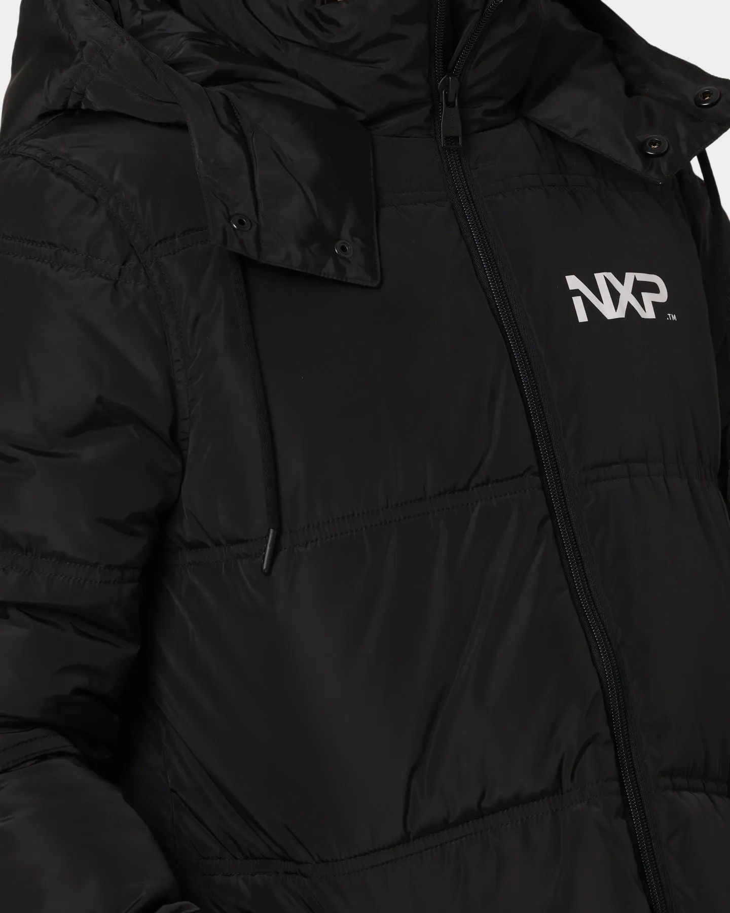 Nena and Pasadena Paramount Long Line Puffer Jacket Jet Black