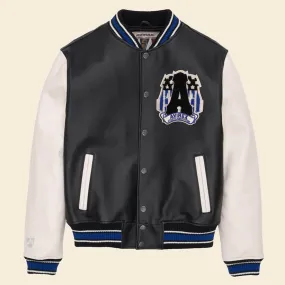 New White/Black Avirex Leather American Varsity Jacket