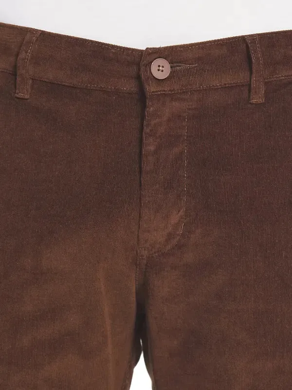 Octave Men Brown Solid  Cotton Chinos Trousers