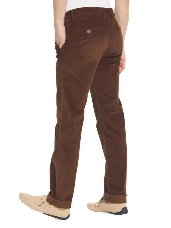 Octave Men Brown Solid  Cotton Chinos Trousers