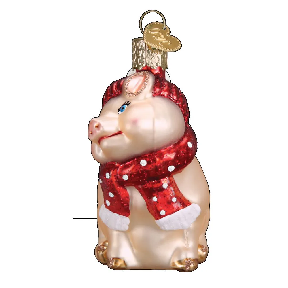 Old World Christmas Snowy Pig Ornament