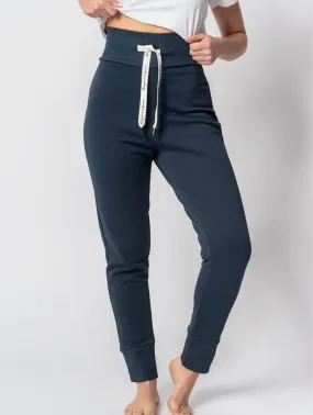 Organic Cotton High Waist Jogger Trousers | Navy