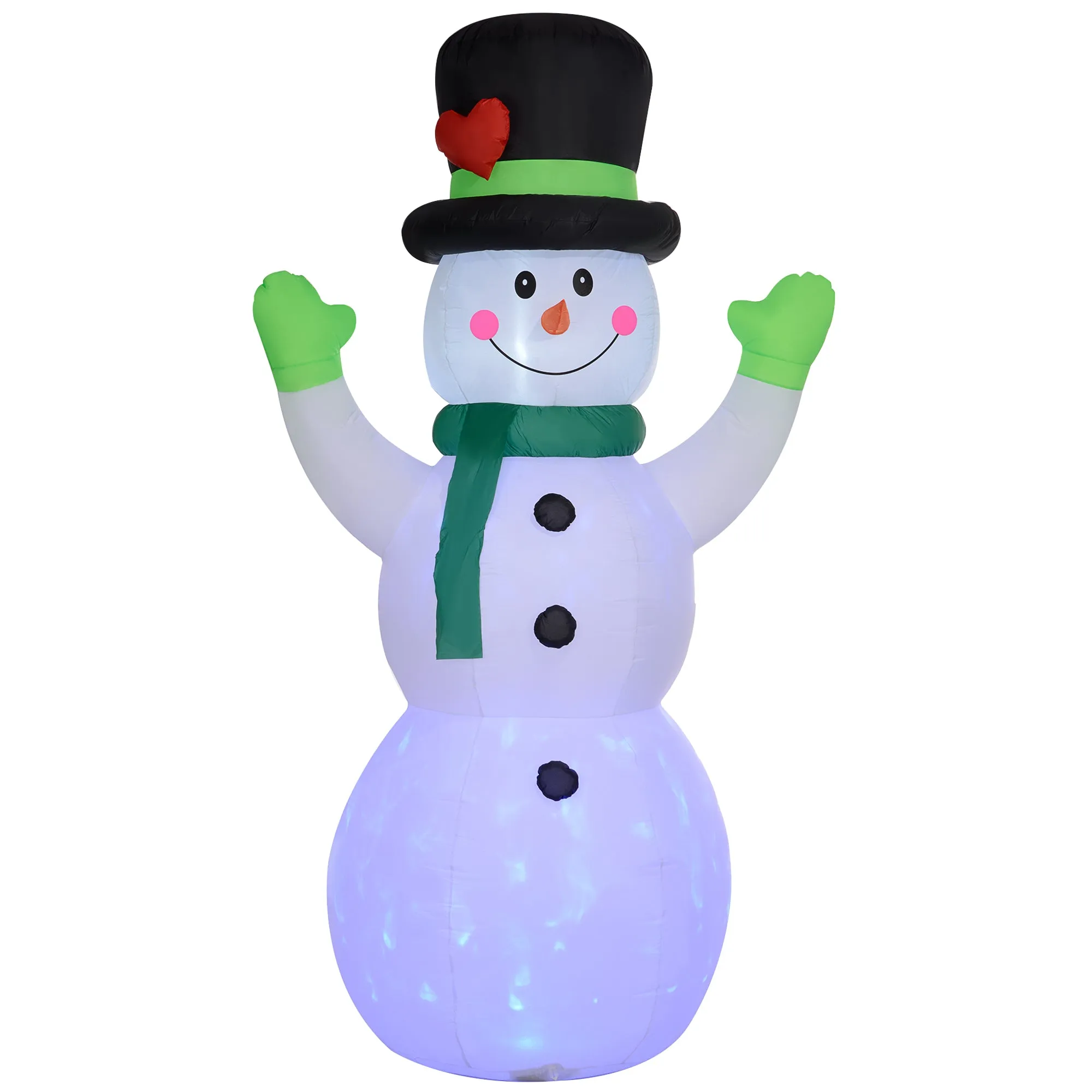 Outsunny 10ft Inflatable Snowman w/ Black Hat, Green Scarf for Garden Yard