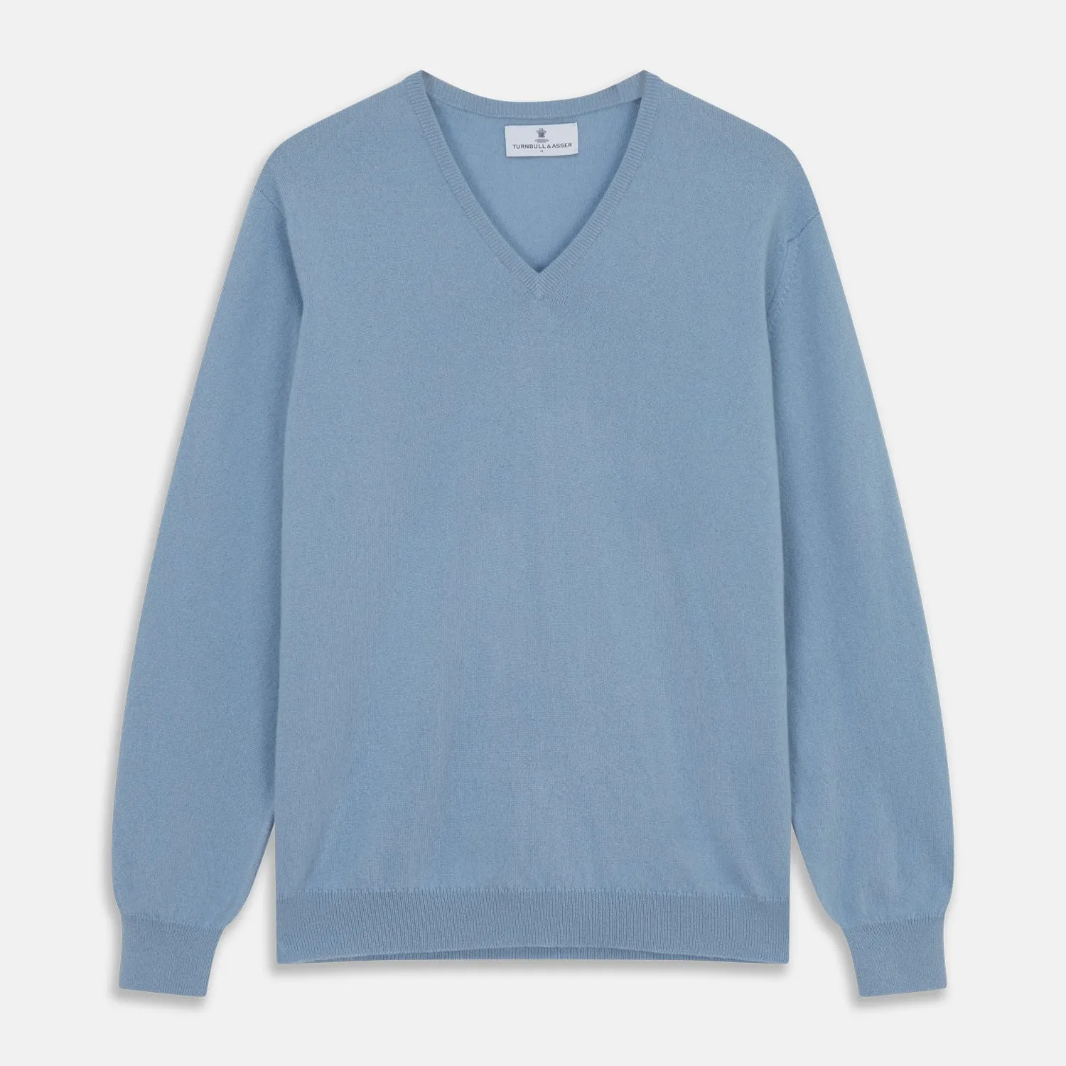 Pale Blue Cashmere Paden V-Neck Jumper