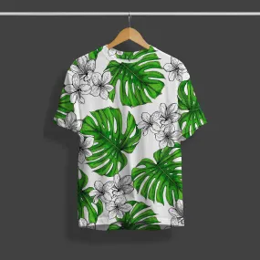 Palm Leaf Round Neck Full Printed T-Shirt