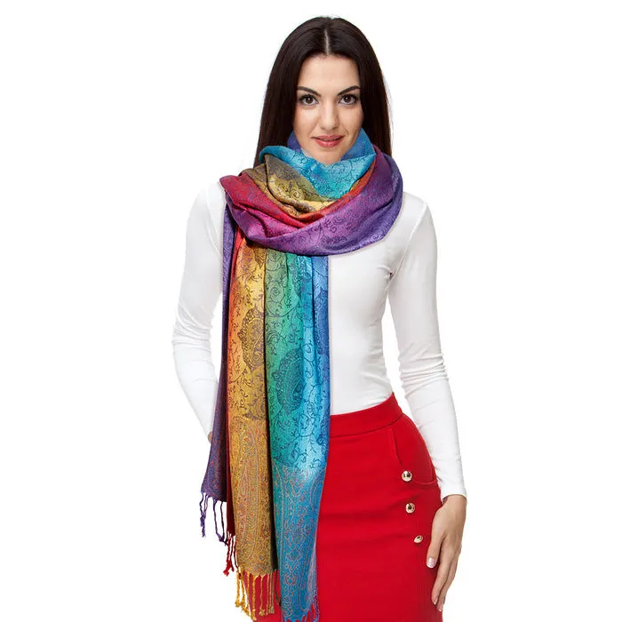 Pashmina Rainbow Paisley Scarf for Women