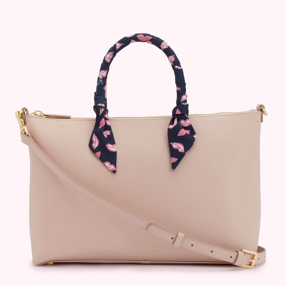 PEBBLE PINK LEATHER SCARF FRANCES TOTE BAG