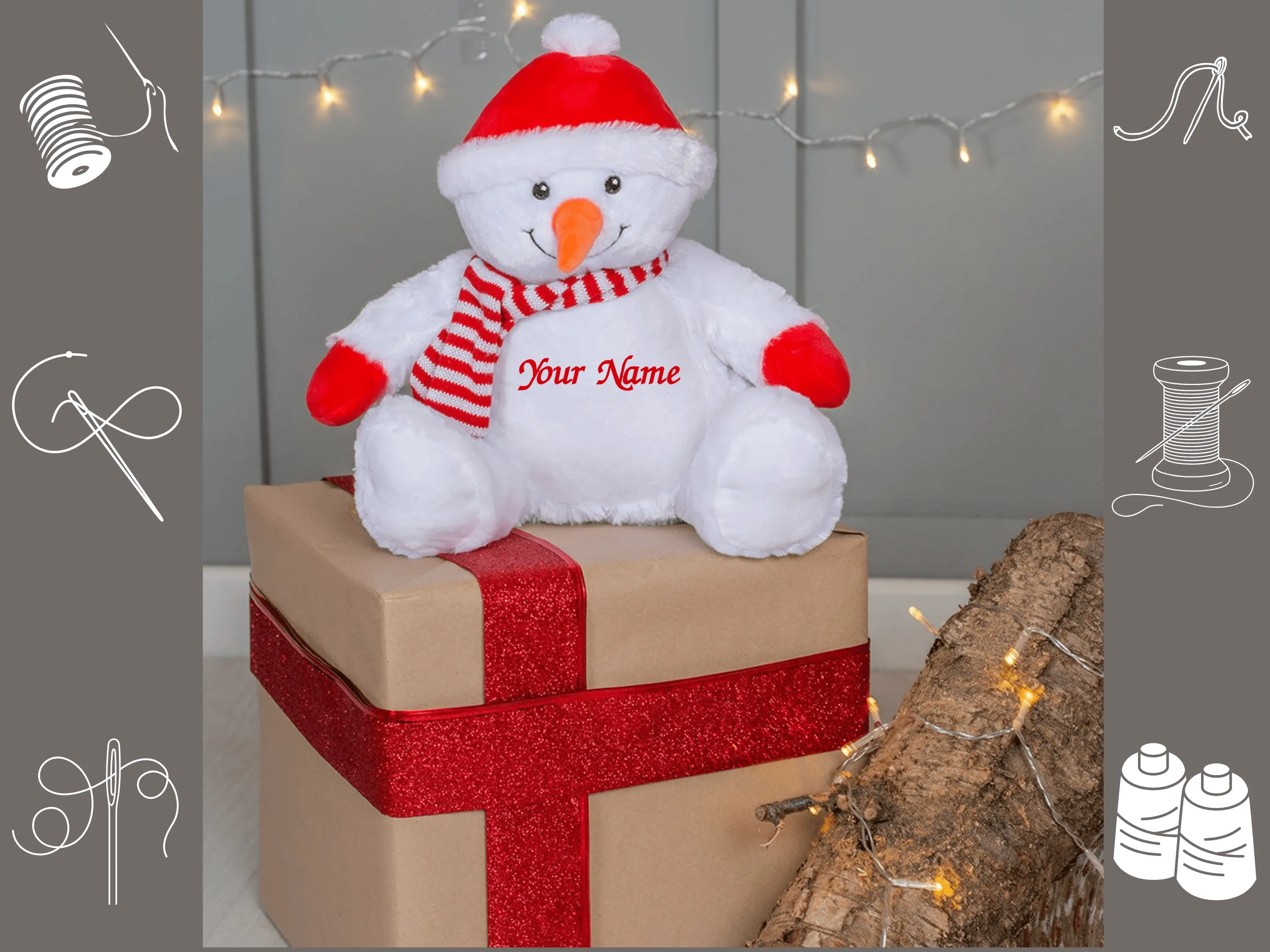 Personalised Embroidered Snowman Plush Toy