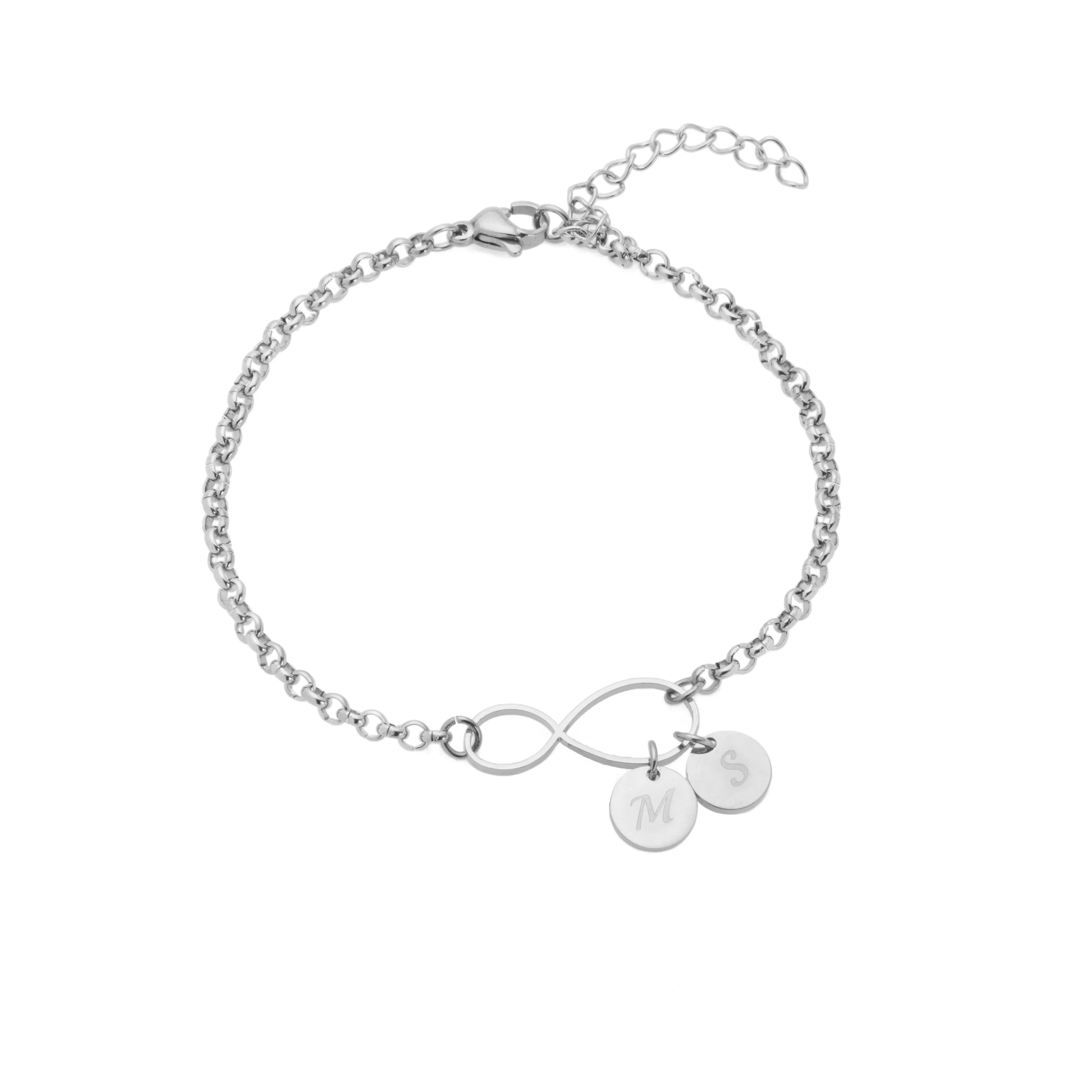 Personalized Infinity with Initial Charms Bracelet