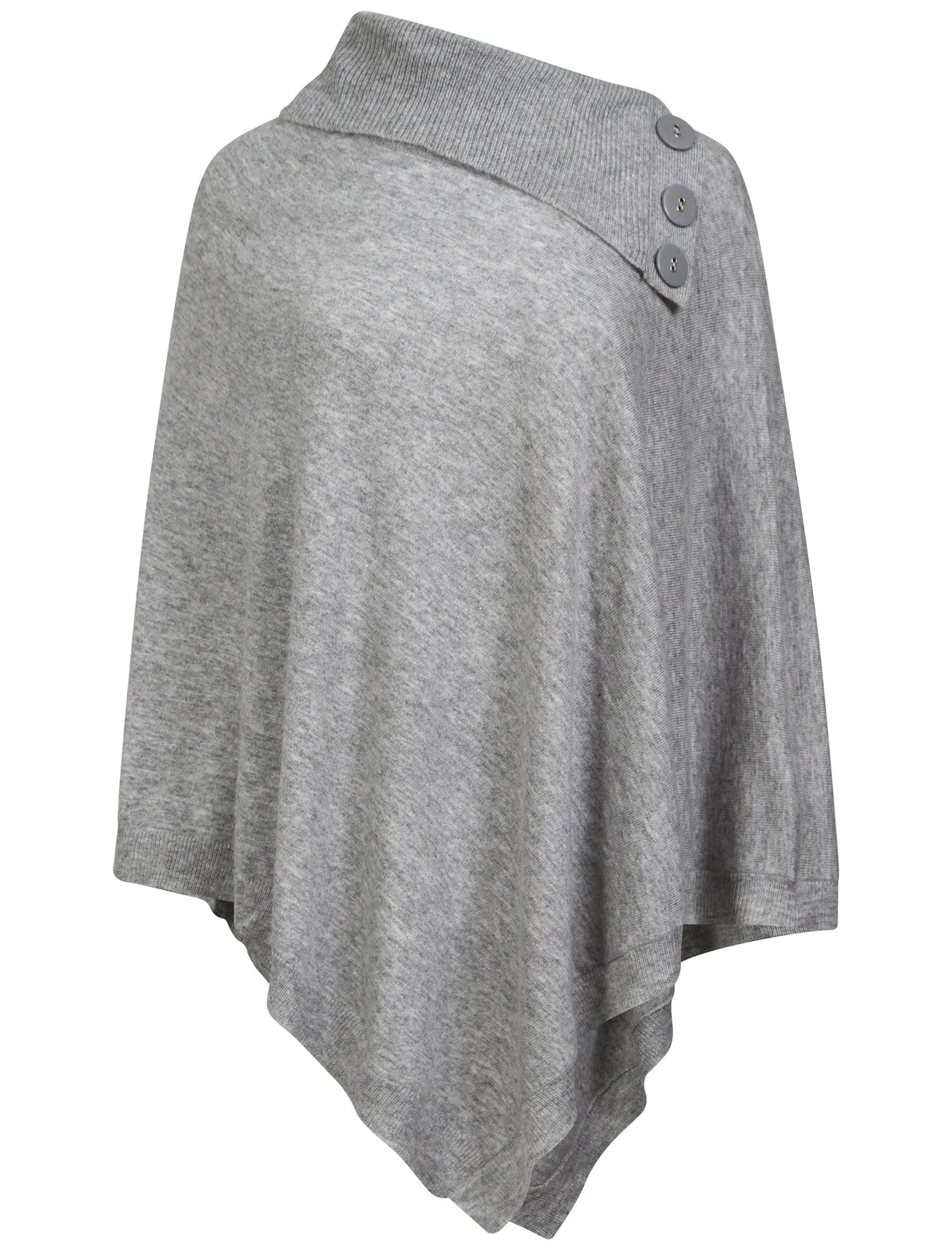 Picasso Soft Poncho with Collar in Light Grey Marl - Amara Reya