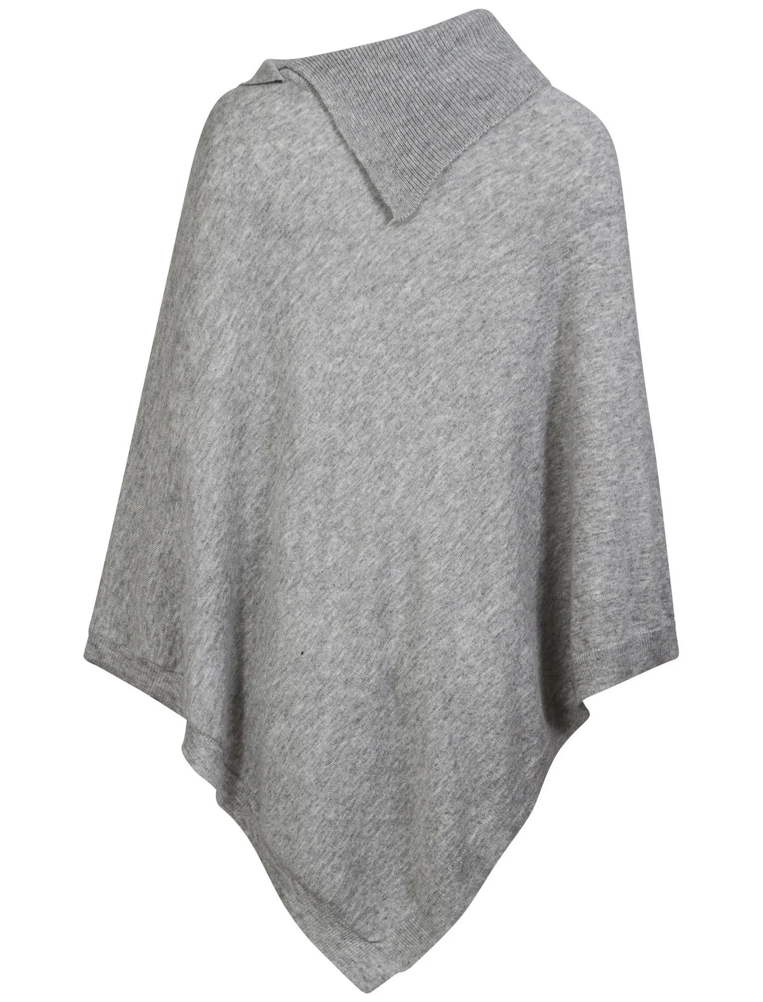 Picasso Soft Poncho with Collar in Light Grey Marl - Amara Reya