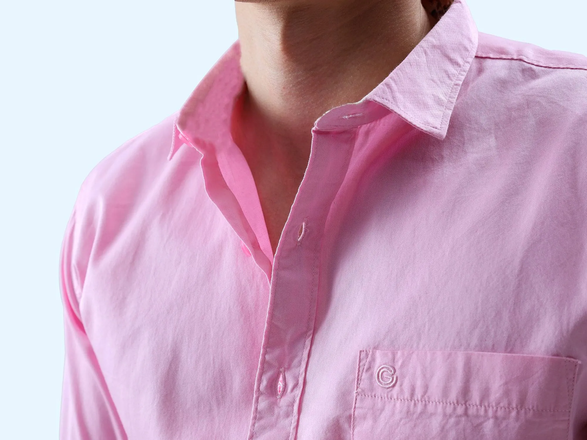 Pink Solid Cotton Full Sleeve Shirt