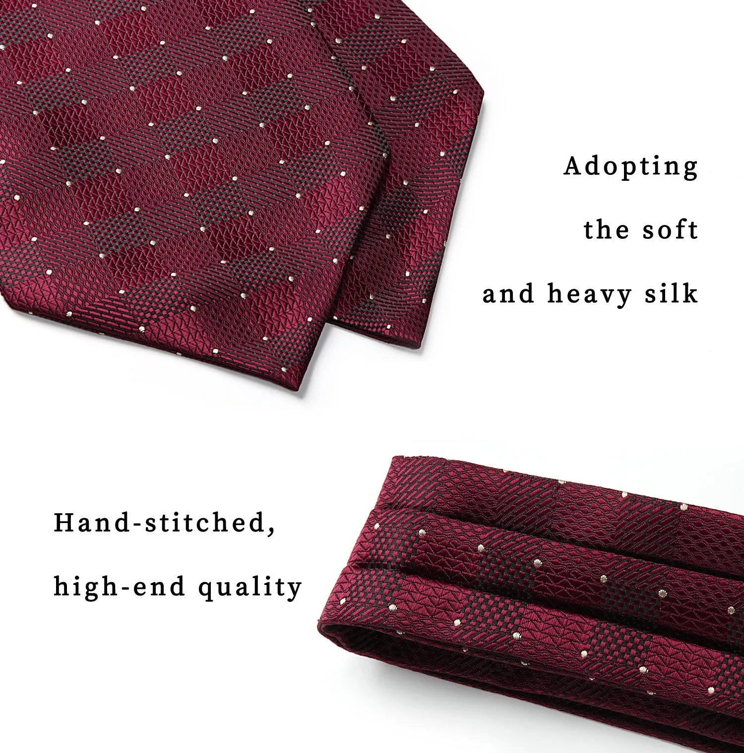 Plaid Ascot Cravat Scarf - BURGUNDY