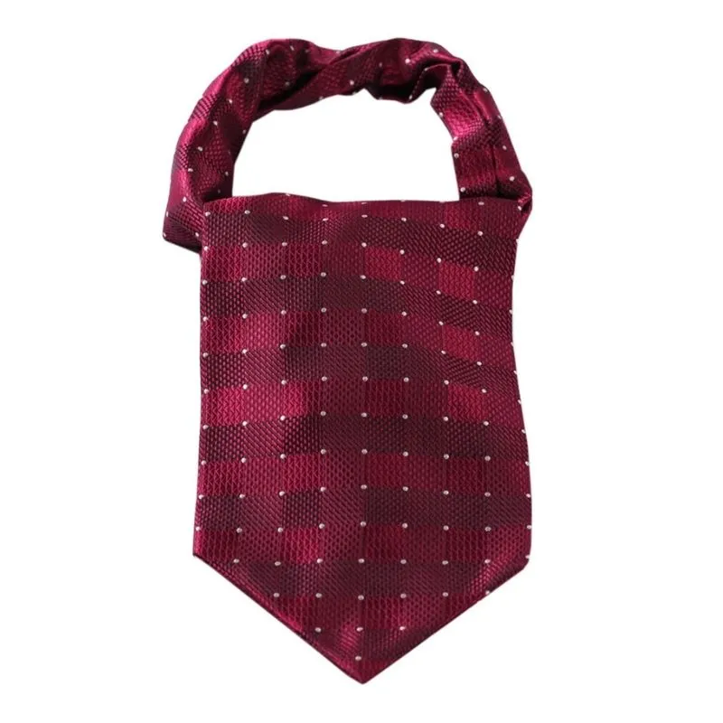 Plaid Ascot Cravat Scarf - BURGUNDY