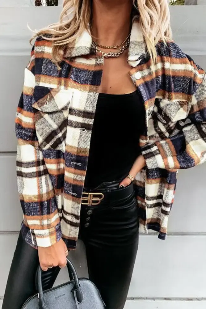 Plaid Flannel Shacket Jacket Women