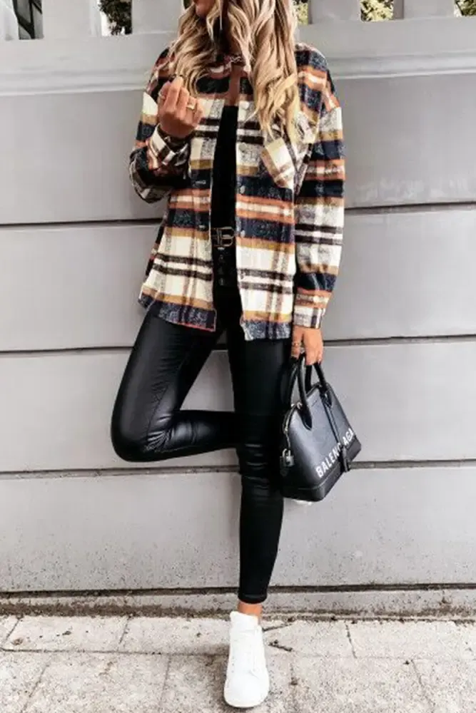 Plaid Flannel Shacket Jacket Women