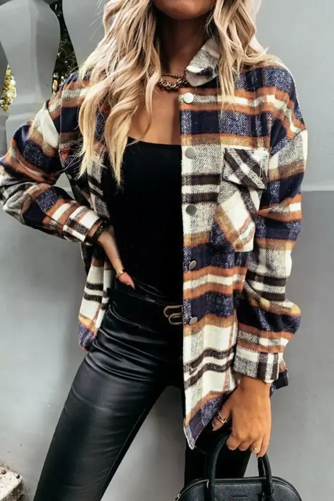 Plaid Flannel Shacket Jacket Women