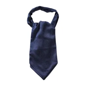 Polka Dot Ascot Cravat Scarf - NAVY BLUE/SILVER-1