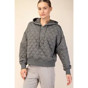 Quilted Quarter Zip Hoodie Jacket