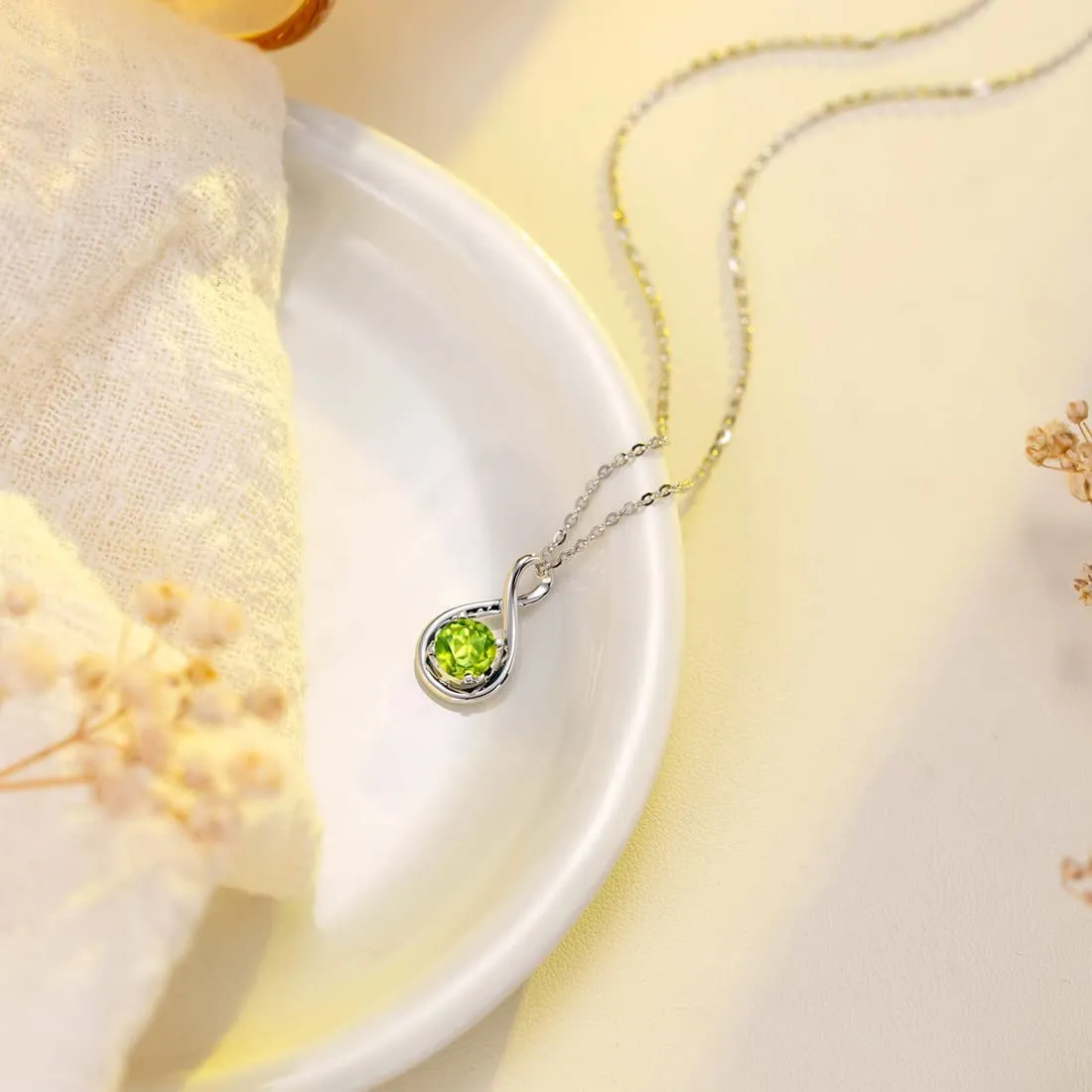 "Birthstone" August Gemstone Sterling Silver Necklace