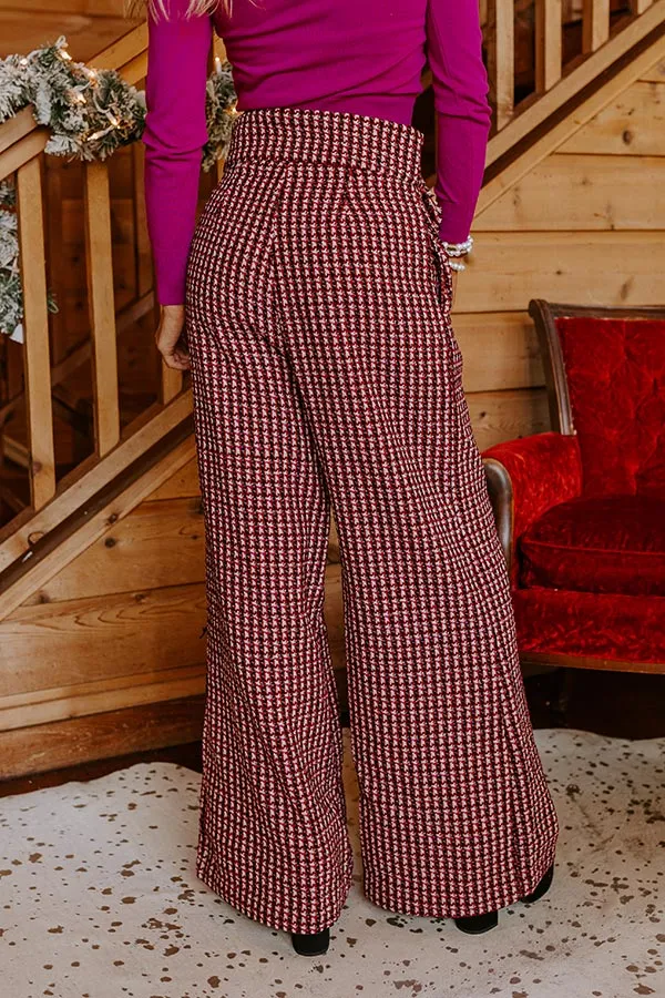 Red Wine Sipping High Waist Tweed Pants