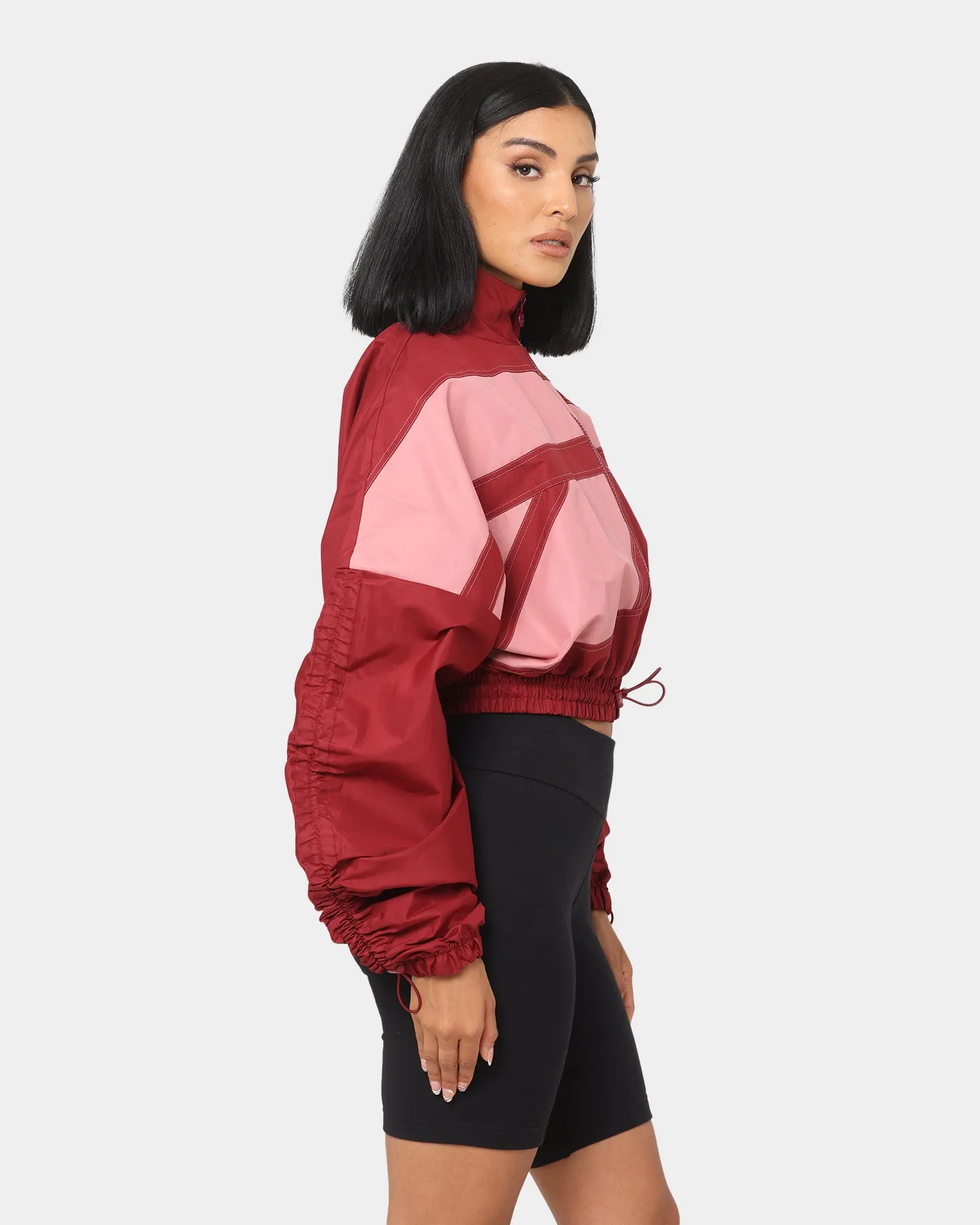 Reebok Women's Cardi B X Reebok Woven Satin Jacket Red