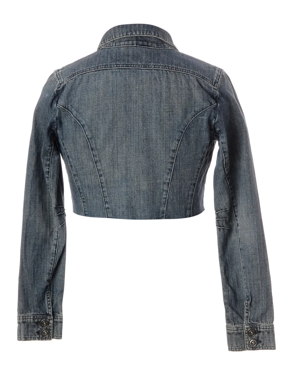 Reworked Kylie Raw Edge Cropped Denim Jacket - XS