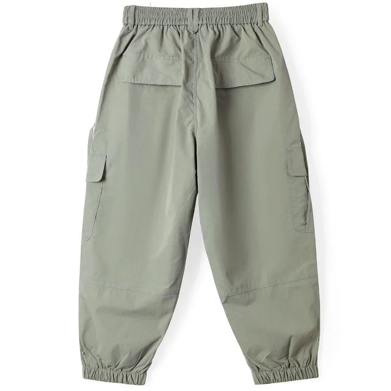 Safari Style Plain Ribbon Pocket Casual Pants