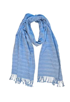 SALE - Woven Cotton Scarf from Mexico - Light Blue