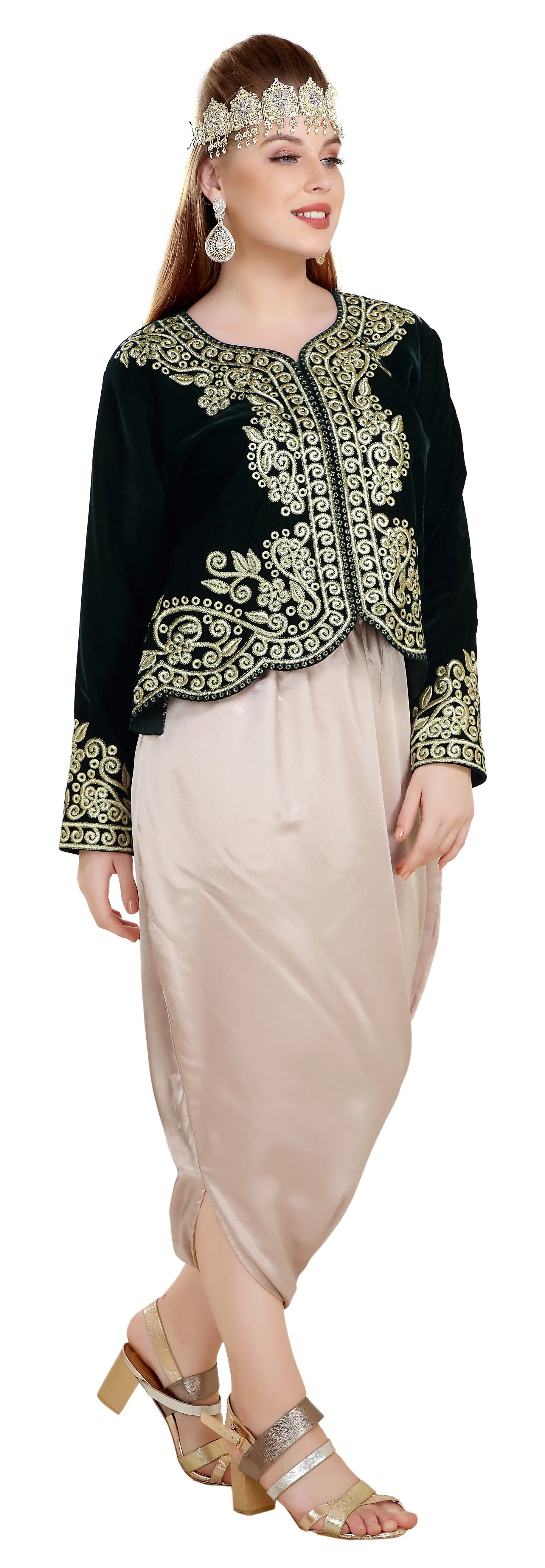 Sarwal Algerian Traditional Black Velvet Jacket Top