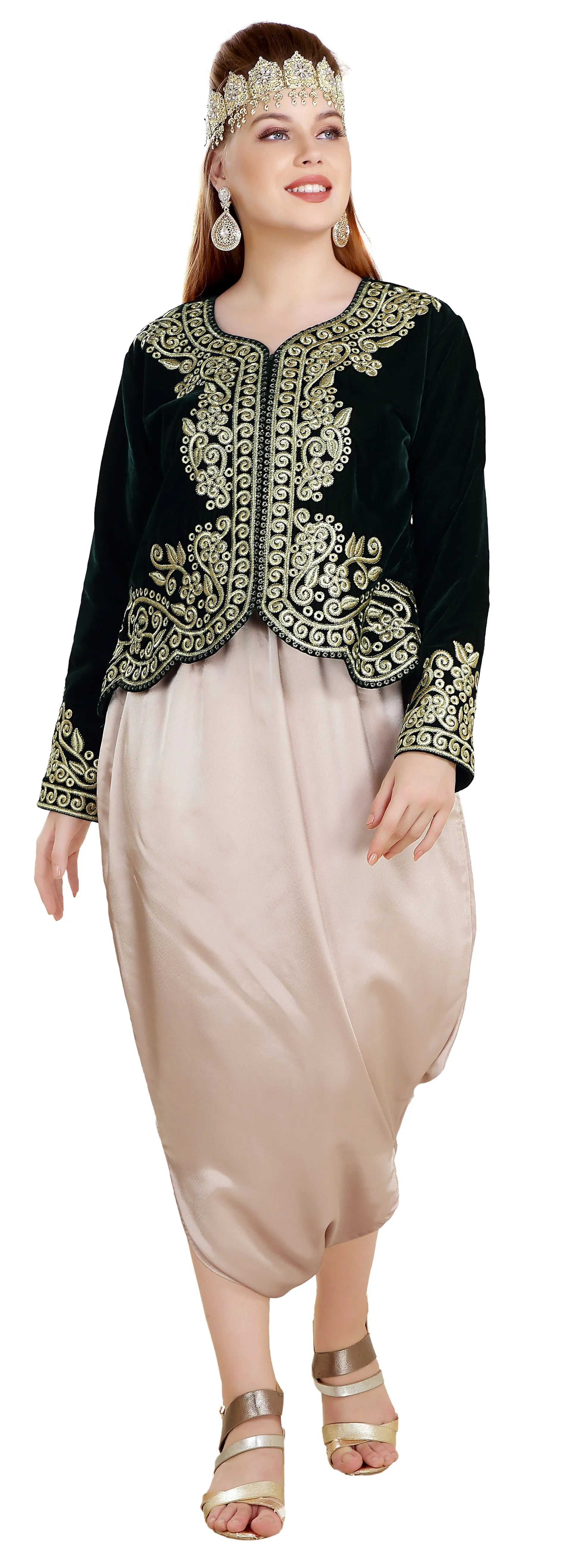 Sarwal Algerian Traditional Black Velvet Jacket Top