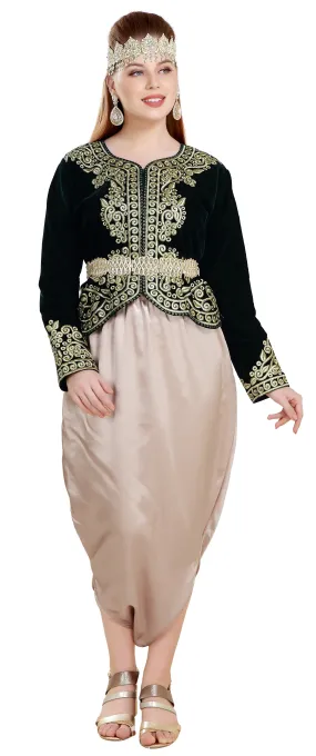 Sarwal Algerian Traditional Black Velvet Jacket Top