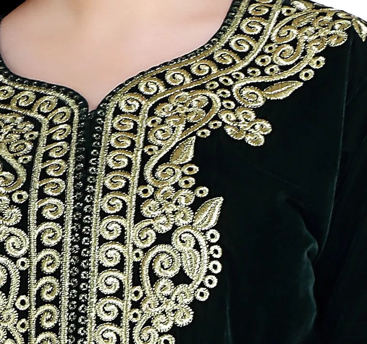 Sarwal Algerian Traditional Black Velvet Jacket Top