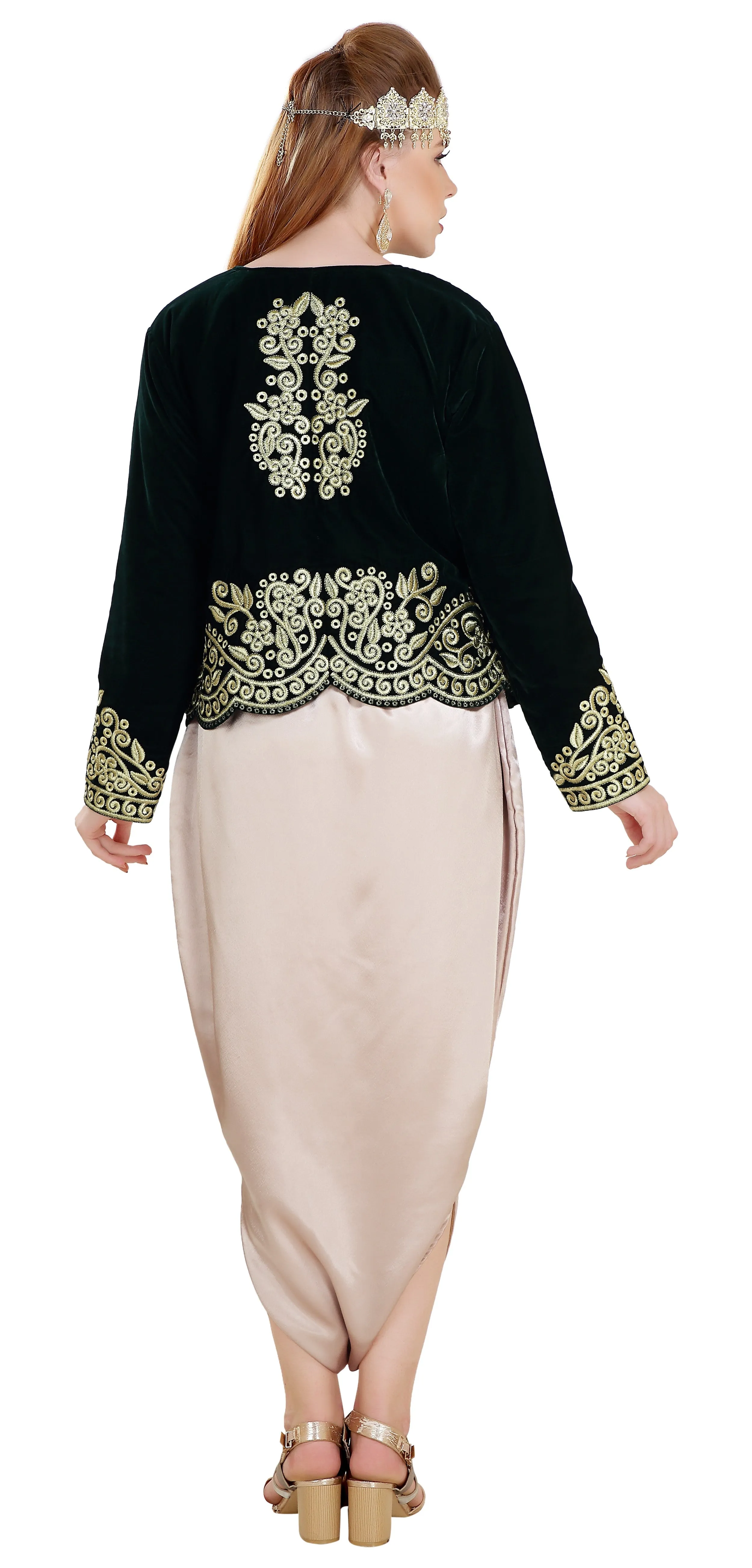 Sarwal Algerian Traditional Black Velvet Jacket Top