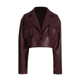 Serena Cropped Faux Leather Jacket