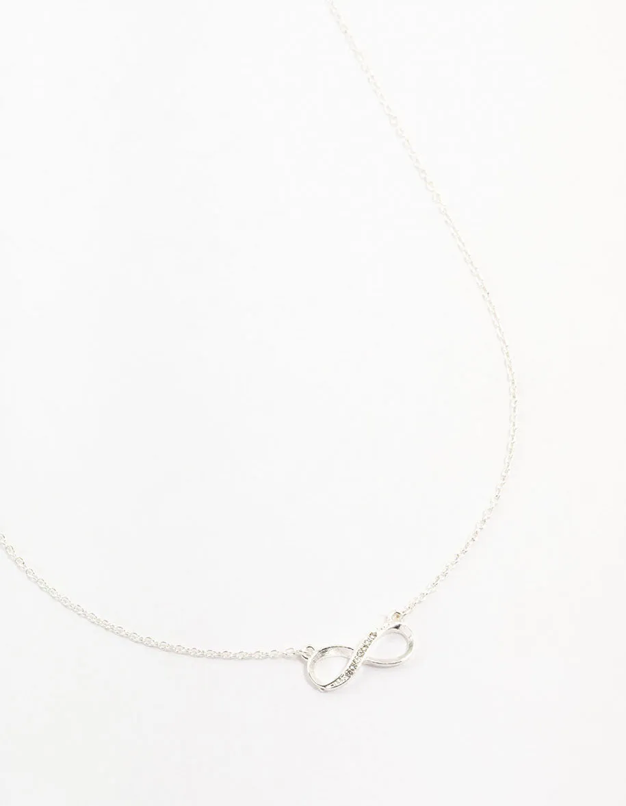 Silver Encased Diamante Infinity Necklace