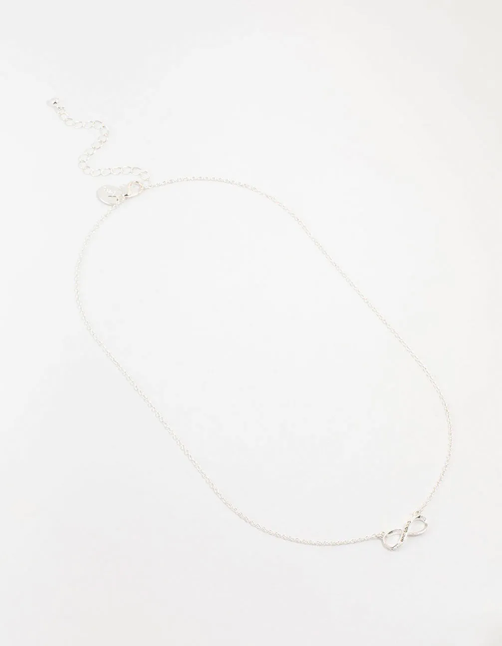 Silver Encased Diamante Infinity Necklace