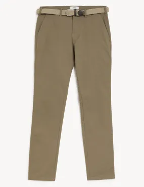 Slim Fit Belted Stretch Chinos