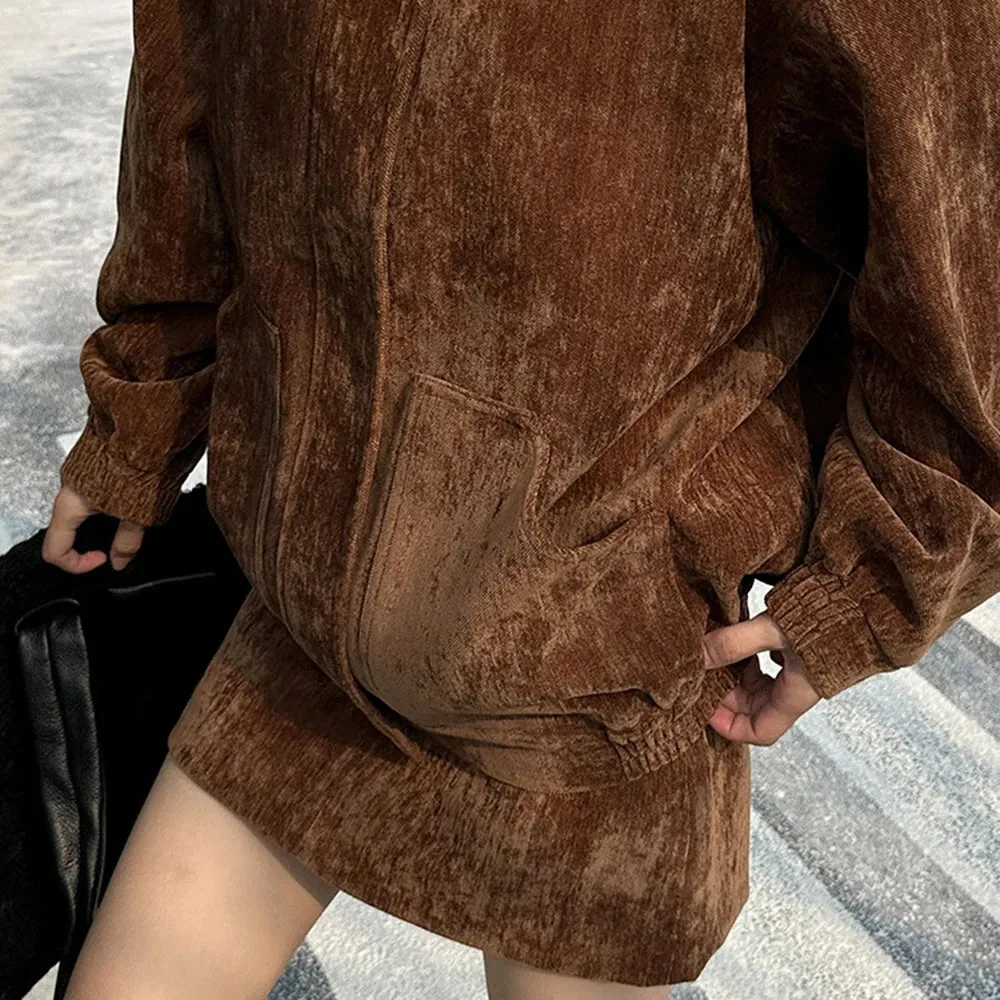 Solid Spliced Horn Button Lapel Long Sleeve Coat