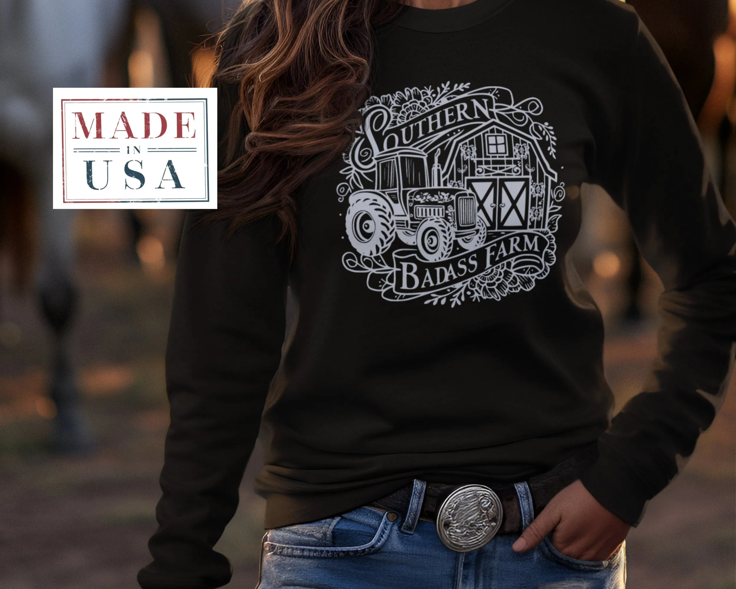 Southern Tractor T-Shirt, Badass Farm Shirt, Farmer Gift Tee, Rural Life Top, Country Barn, Rustic Graphic Tee, Agriculture Sweatshirt