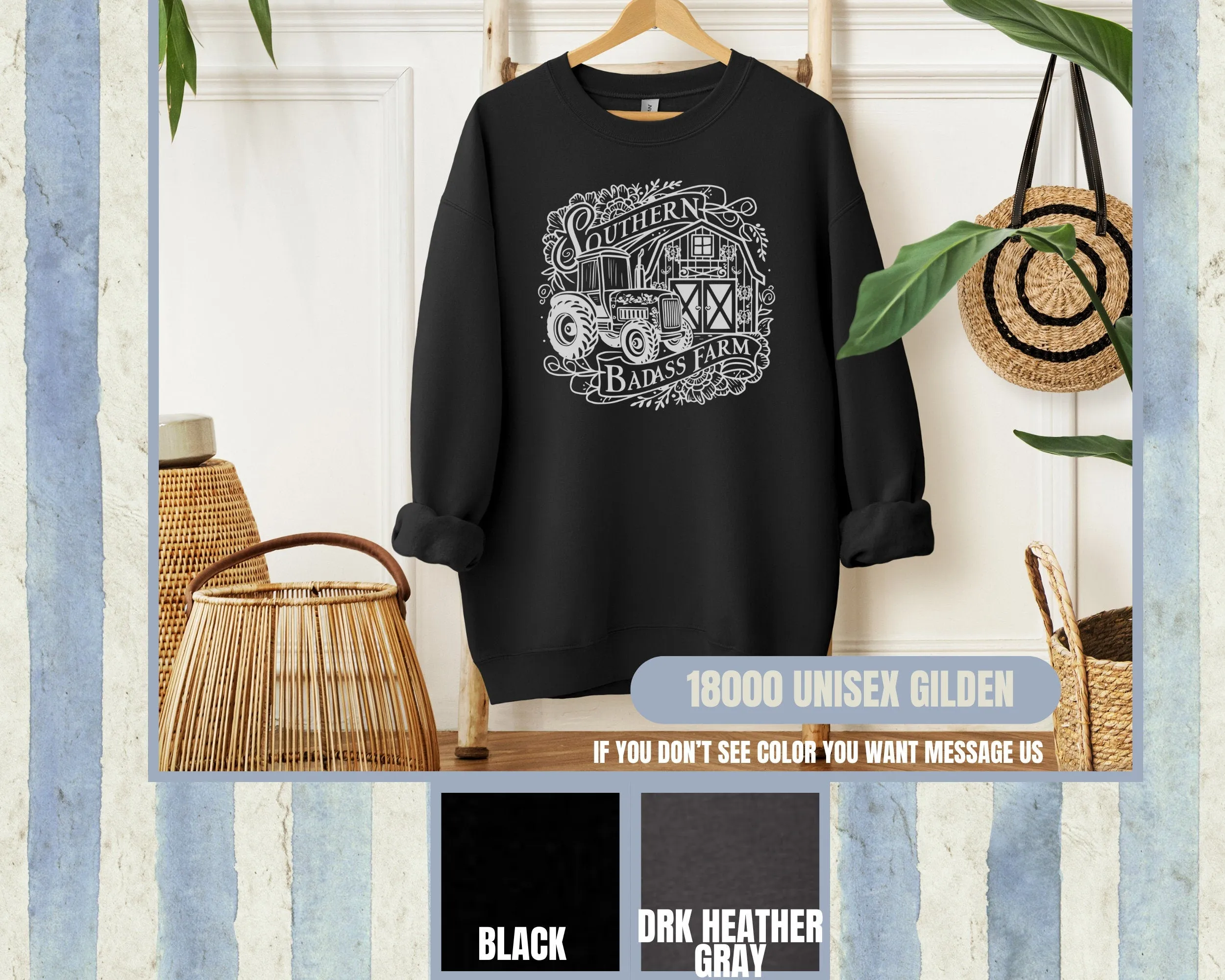 Southern Tractor T-Shirt, Badass Farm Shirt, Farmer Gift Tee, Rural Life Top, Country Barn, Rustic Graphic Tee, Agriculture Sweatshirt