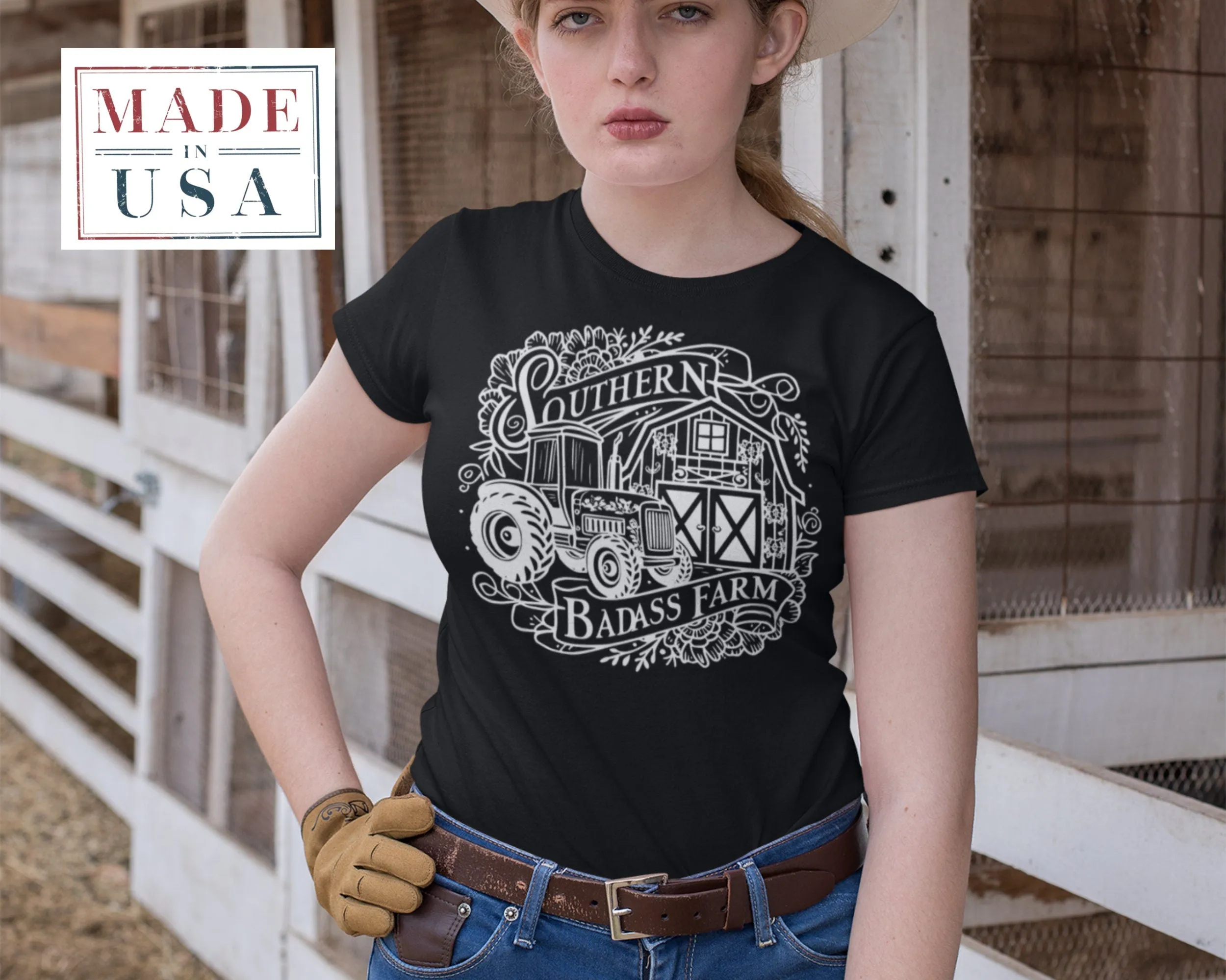 Southern Tractor T-Shirt, Badass Farm Shirt, Farmer Gift Tee, Rural Life Top, Country Barn, Rustic Graphic Tee, Agriculture Sweatshirt