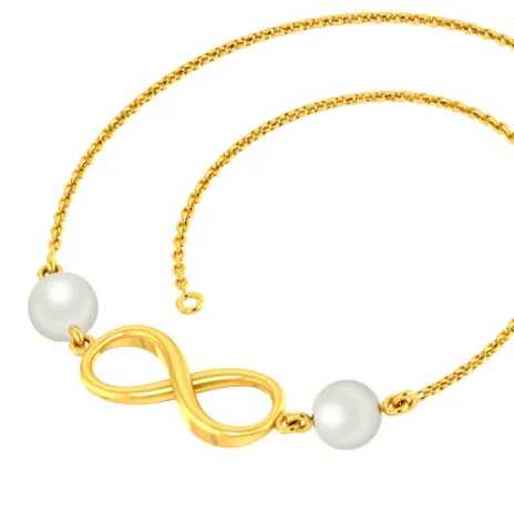 Stylish Designer 14k Gold Bracelet With Infinity Loop And Pearl Accents Pc Chandra Jewellers