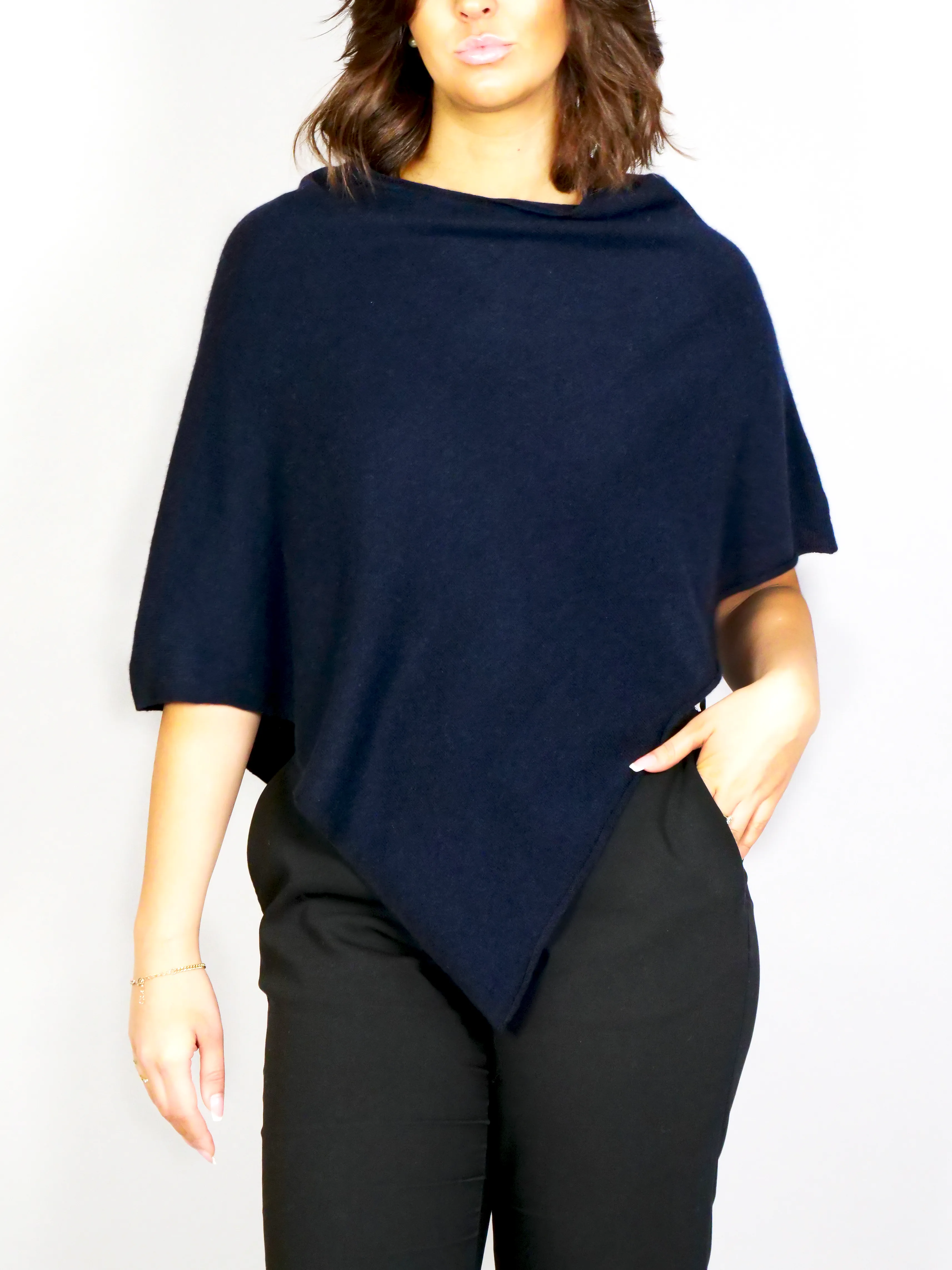 SY-24001 Poncho - 100% Cashmere - Accesories - Dark Blue