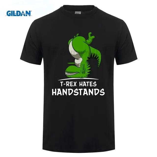 T-Rex Hates Handstands Dinosaur Cotton T Shirt Multiple Color OPtions