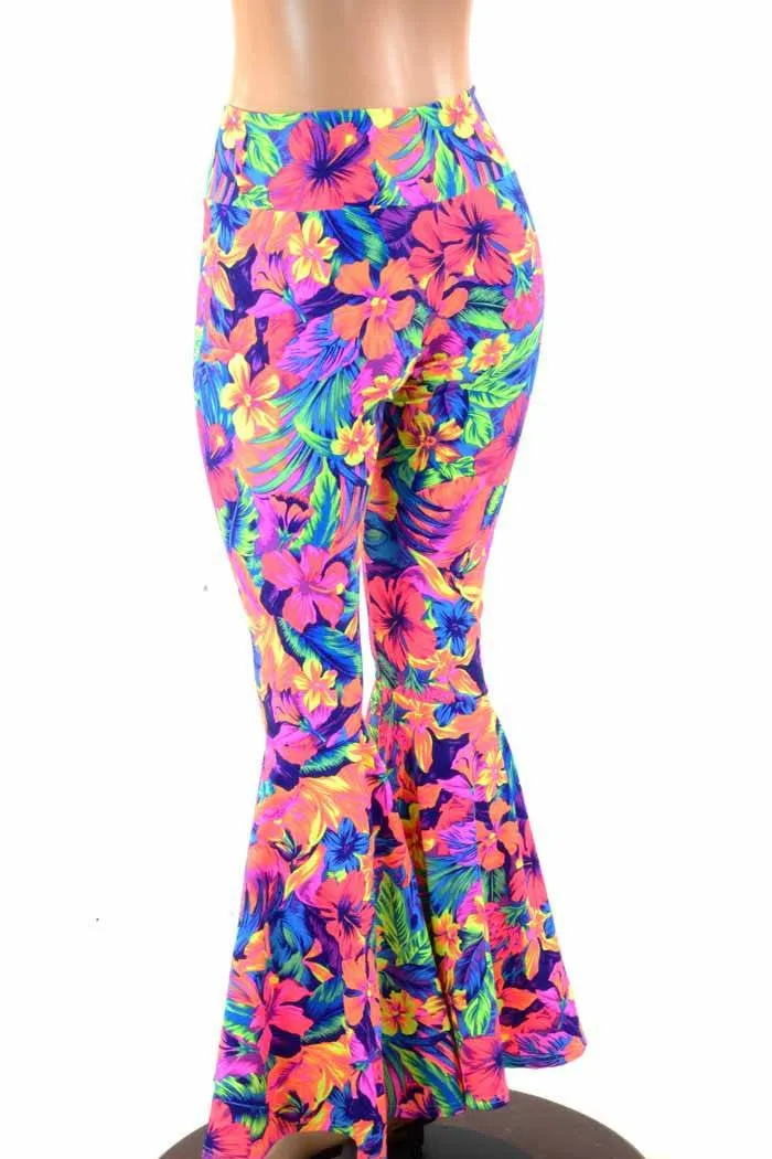 Tahitian Floral High Waist Bell Bottom Flares